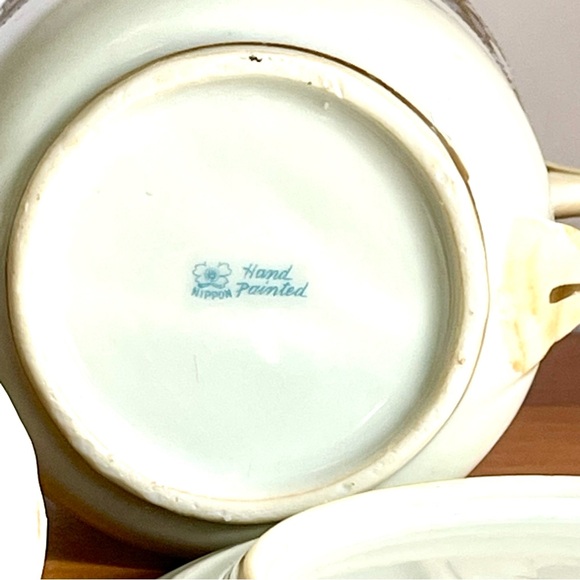 Antique Nippon Porcelain Mustard Condiment Jam Jar with Lid and Matching Saucer - Picture 5 of 13